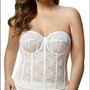 Her Room White Lace long line bra bustier size 34F